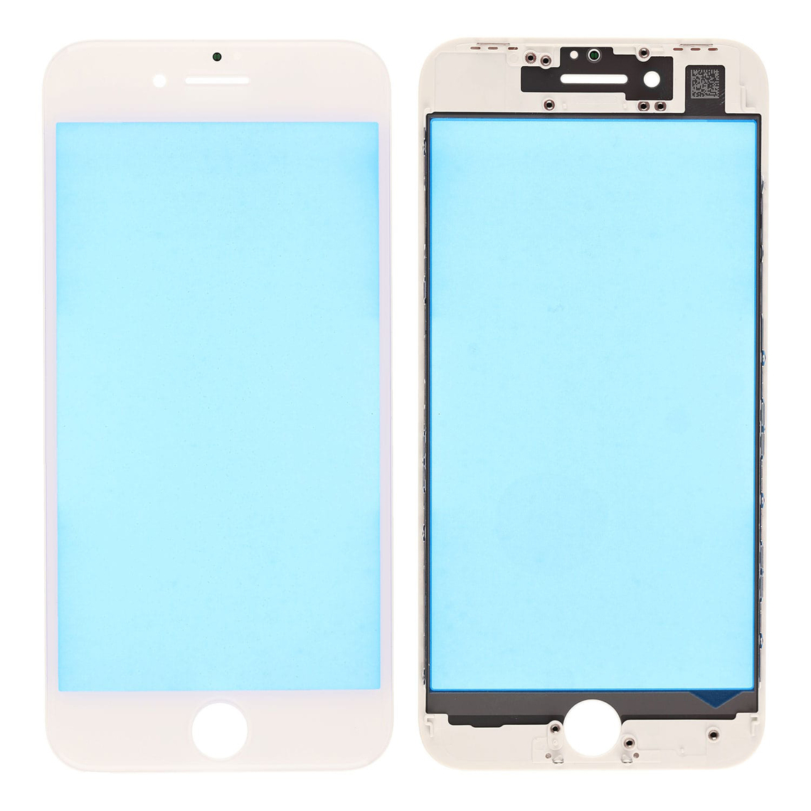 Lente de cristal frontal de repuesto para iPhone 8 con marco de soporte - Blanco
