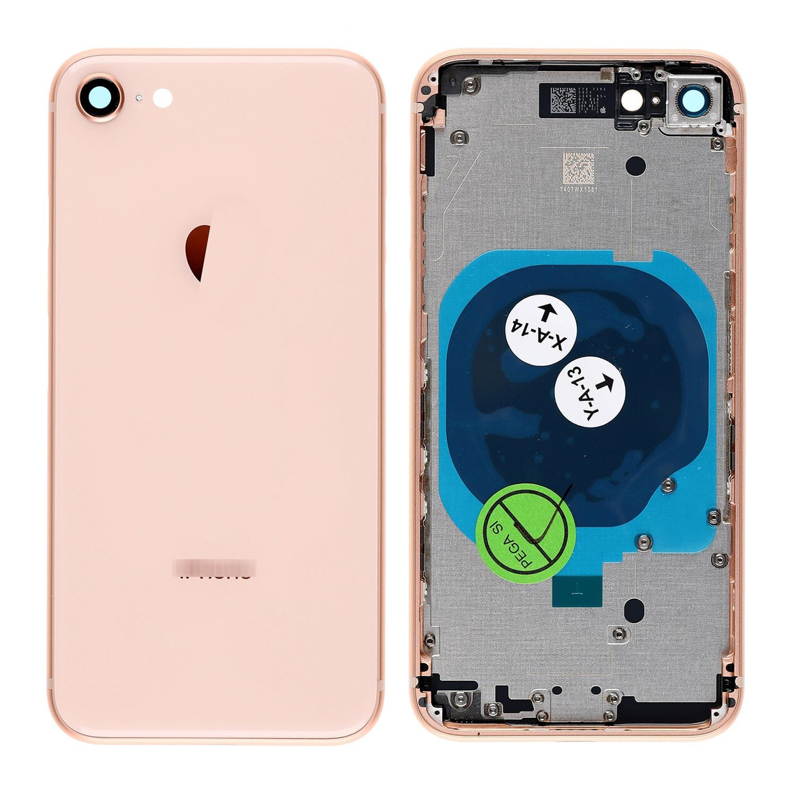 Tapa trasera de repuesto para iPhone 8 con marco - Dorado