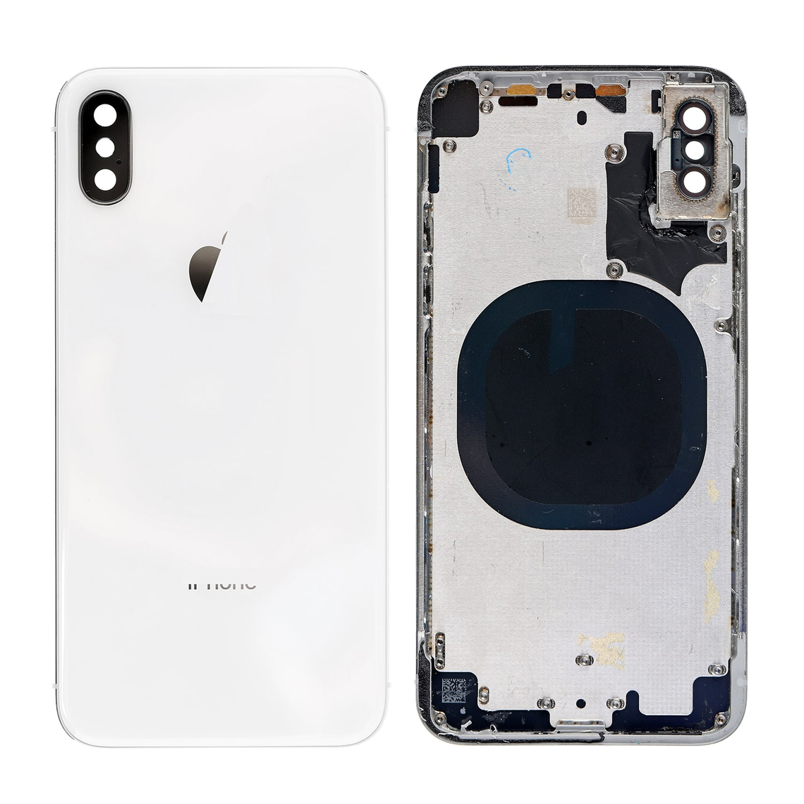 Carcasa trasera de repuesto para iPhone X con marco - Plateada