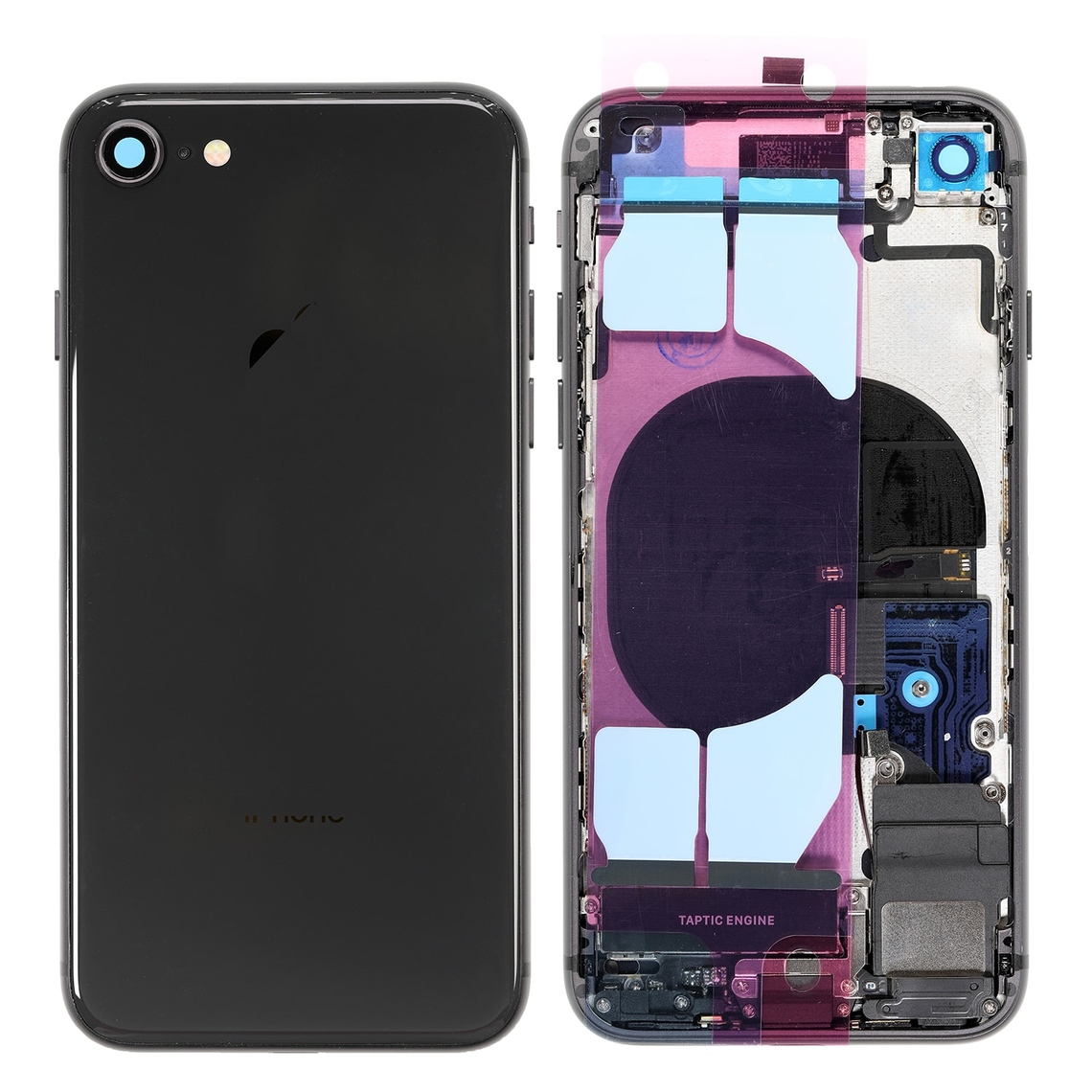 Repuesto para la tapa trasera del iPhone 8 (ensamblaje completo) - Gris espacial
