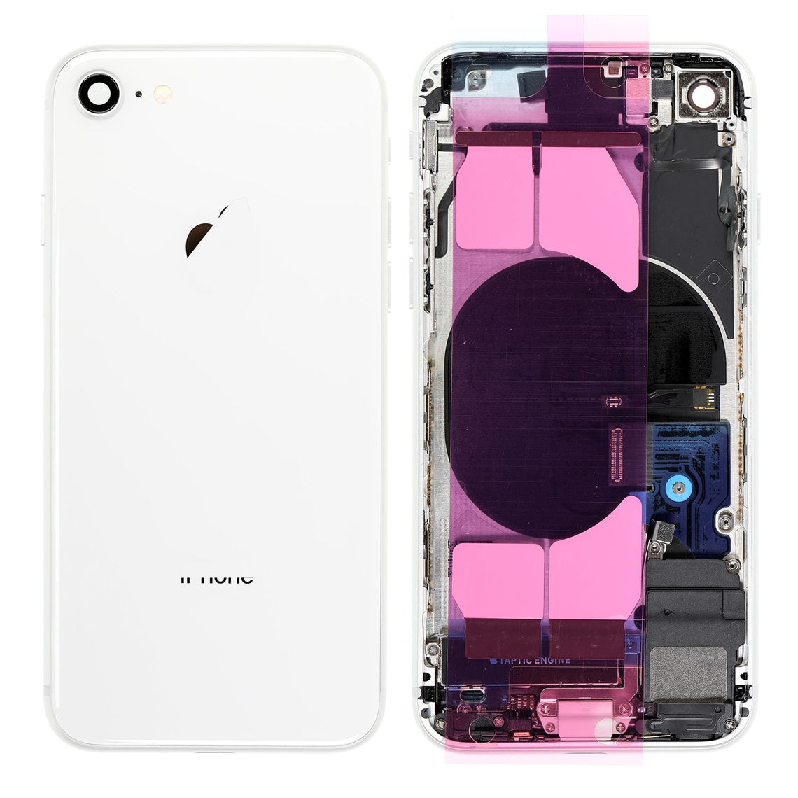 Repuesto para la tapa trasera del iPhone 8 (conjunto completo) - Plateado