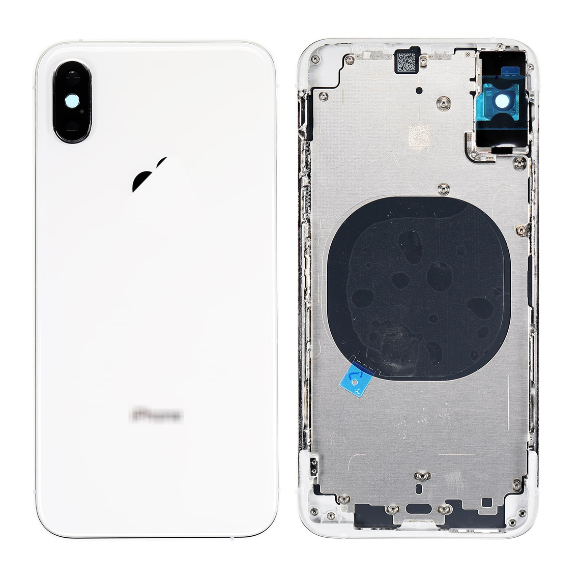 Carcasa trasera de repuesto para iPhone Xs con marco - Plateada