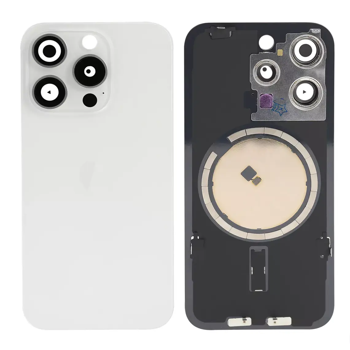 Panel trasero de cristal de repuesto para iPhone 15 Pro con imán MagSafe - Titanio blanco