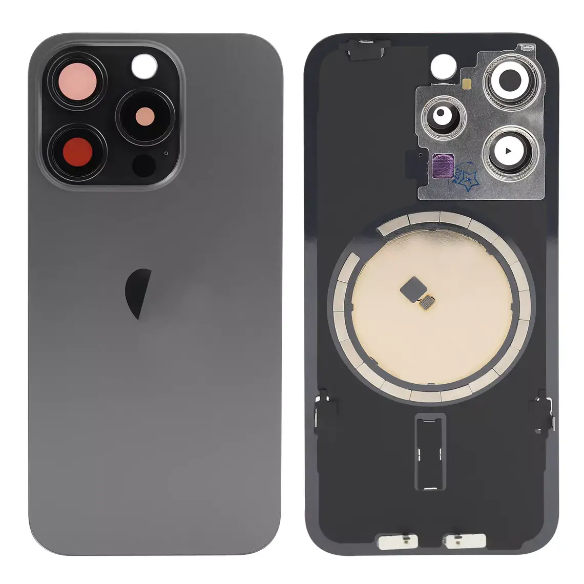 Panel trasero de cristal de repuesto para iPhone 15 Pro con imán MagSafe - Titanio negro