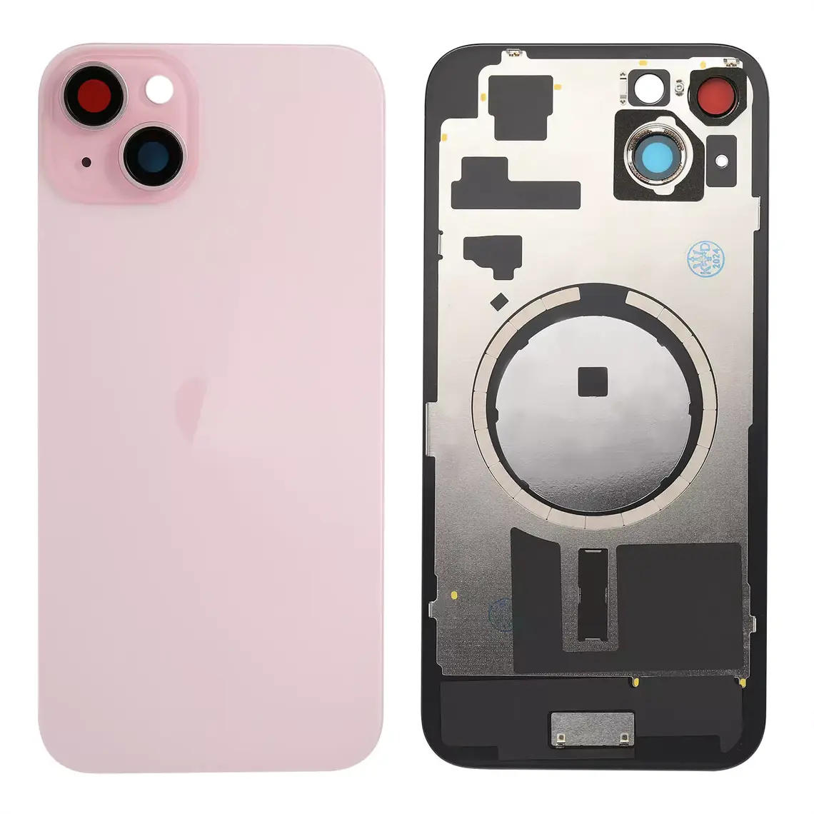 Panel trasero de cristal de repuesto para iPhone 15 Plus con imán MagSafe - Rosa