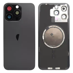 Panel trasero de cristal de repuesto para iPhone 15 Pro Max con imán MagSafe - Titanio negro