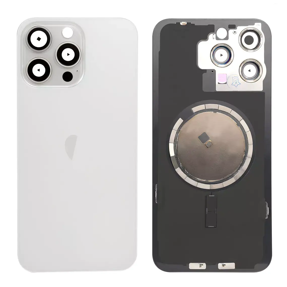 Panel trasero de cristal de repuesto para iPhone 15 Pro Max con imán MagSafe - Titanio blanco
