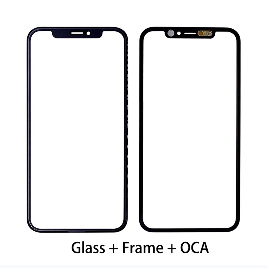 Cristal frontal de repuesto para iPhone 11 con marco y bisel, y película OCA.