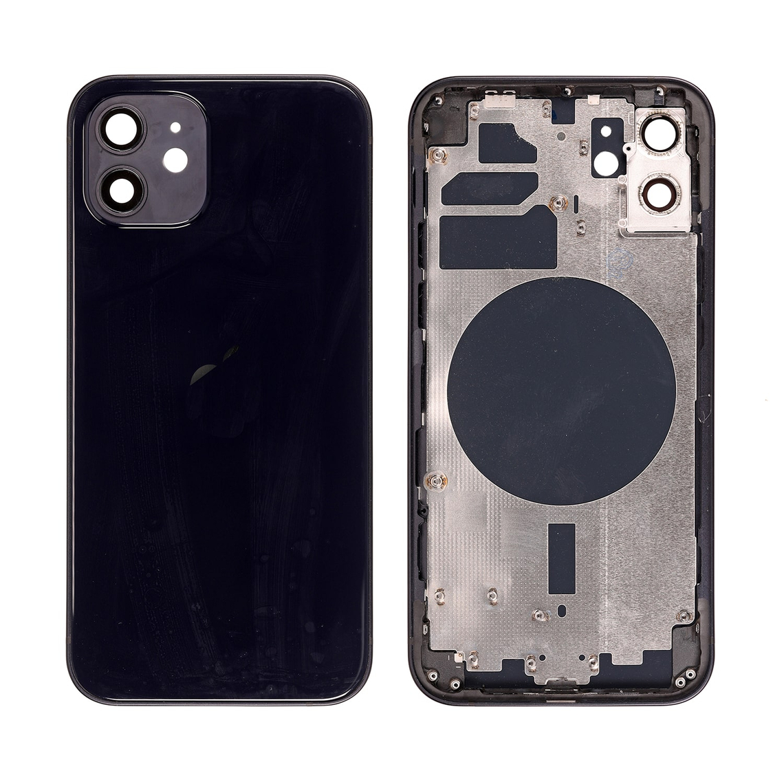 Carcasa trasera de repuesto para iPhone 12 con marco - Negra