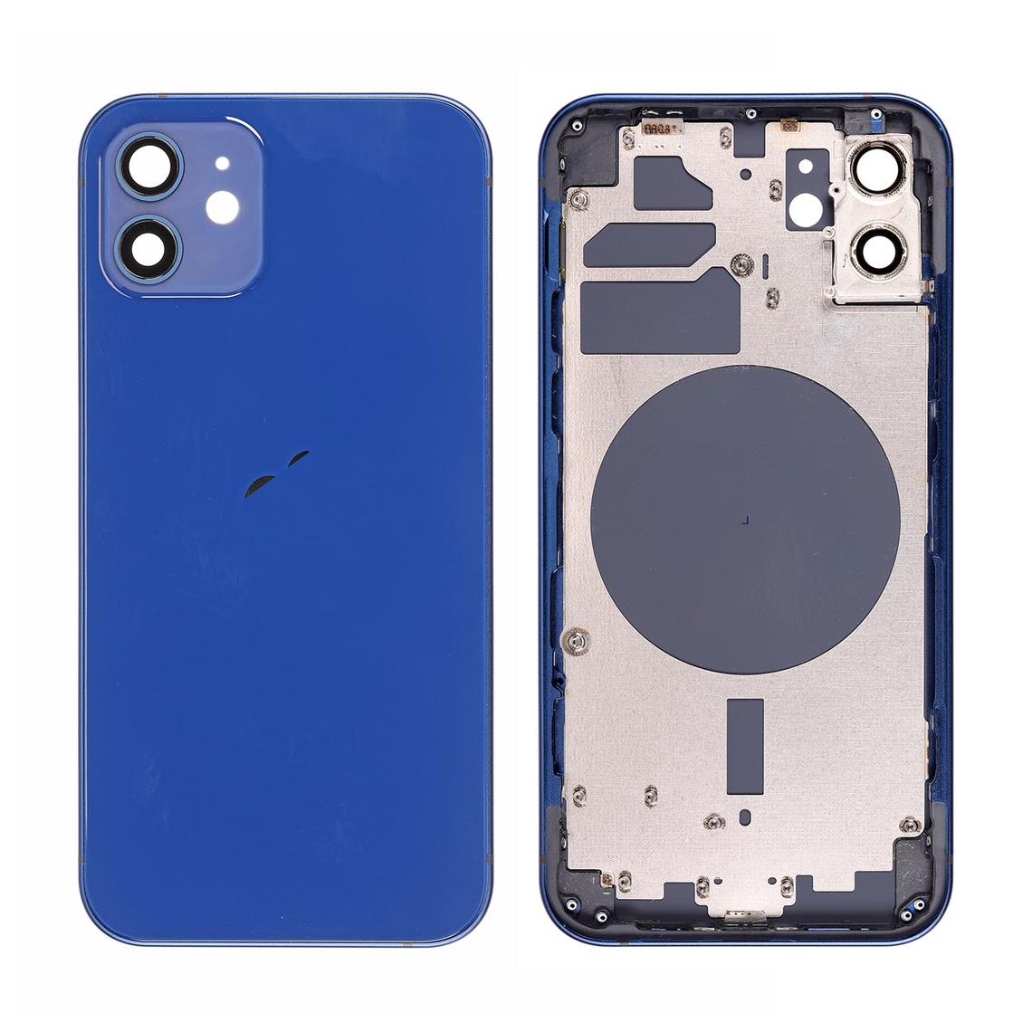 Carcasa trasera de repuesto para iPhone 12 con marco - Azul