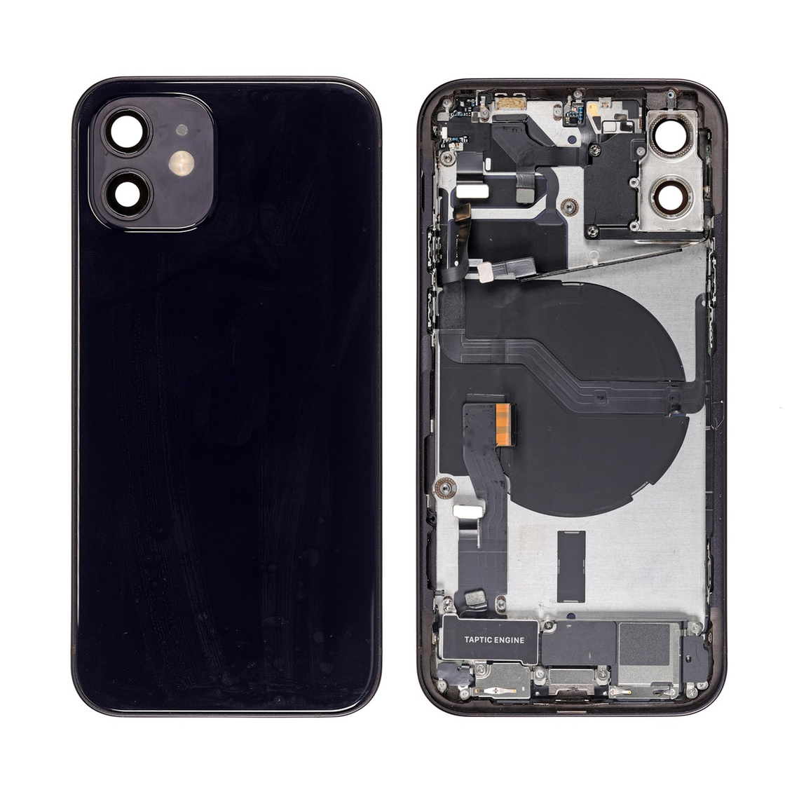 Repuesto para la tapa trasera del iPhone 12 (ensamblaje completo) - Negro