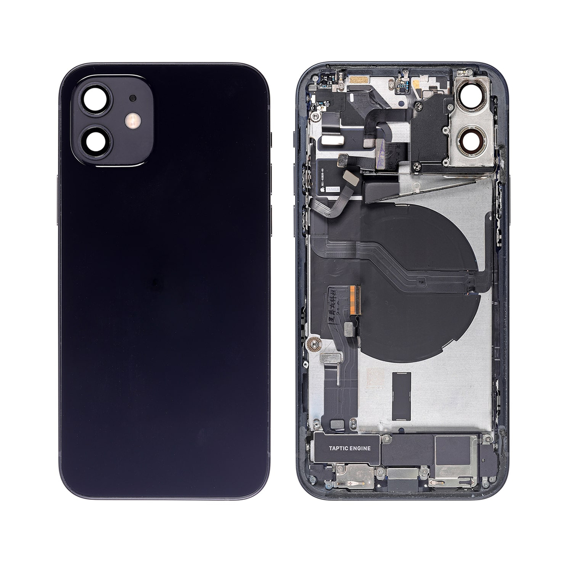 Repuesto para la tapa trasera del iPhone 12 Mini (ensamblaje completo) - Negro