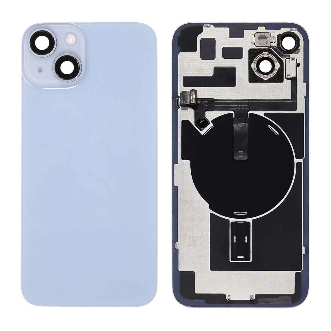 Cubierta trasera de cristal de repuesto para iPhone 14 Plus con marco de panel trasero - Azul