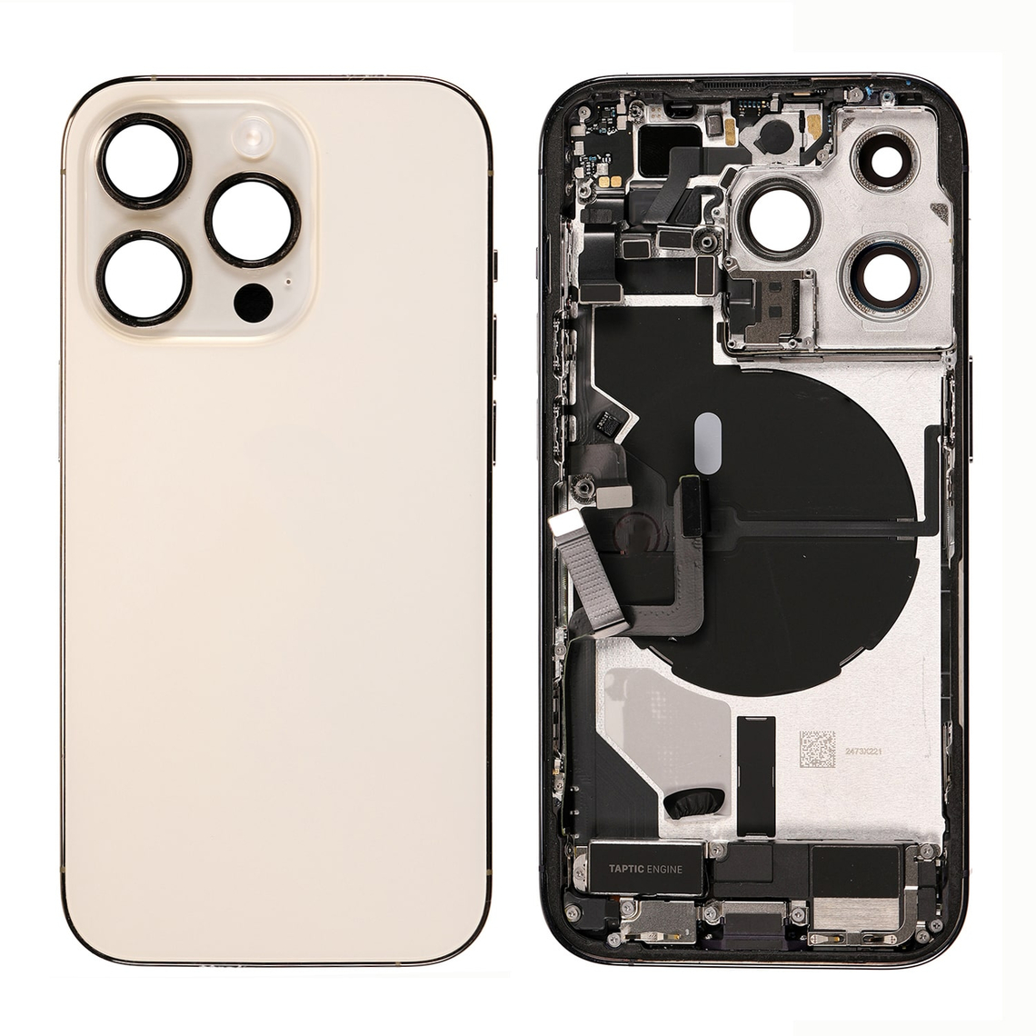 Repuesto para la tapa trasera del iPhone 14 Pro (ensamblaje completo) - Dorado