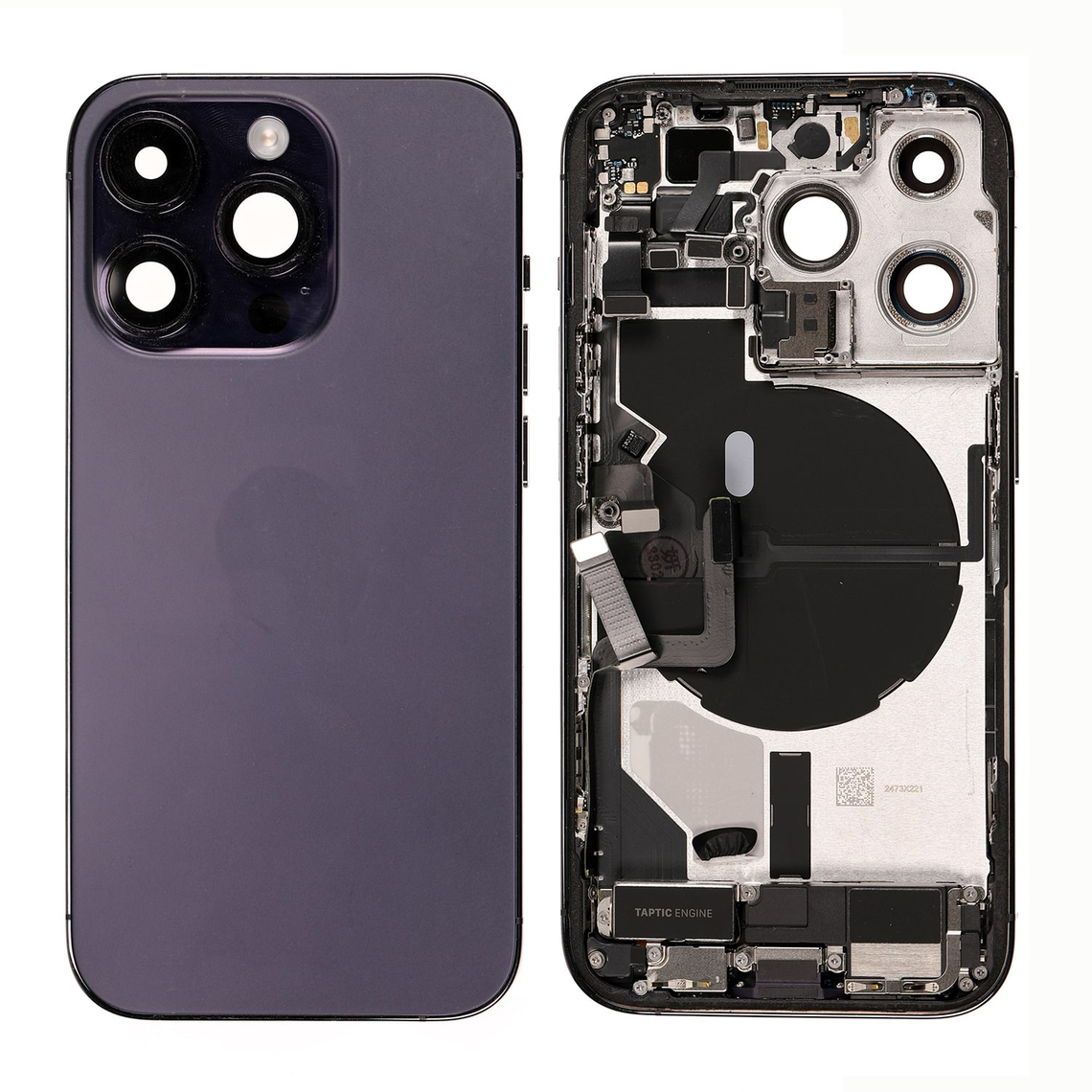 Repuesto para la tapa trasera del iPhone 14 Pro (ensamblaje completo) - Morado oscuro
