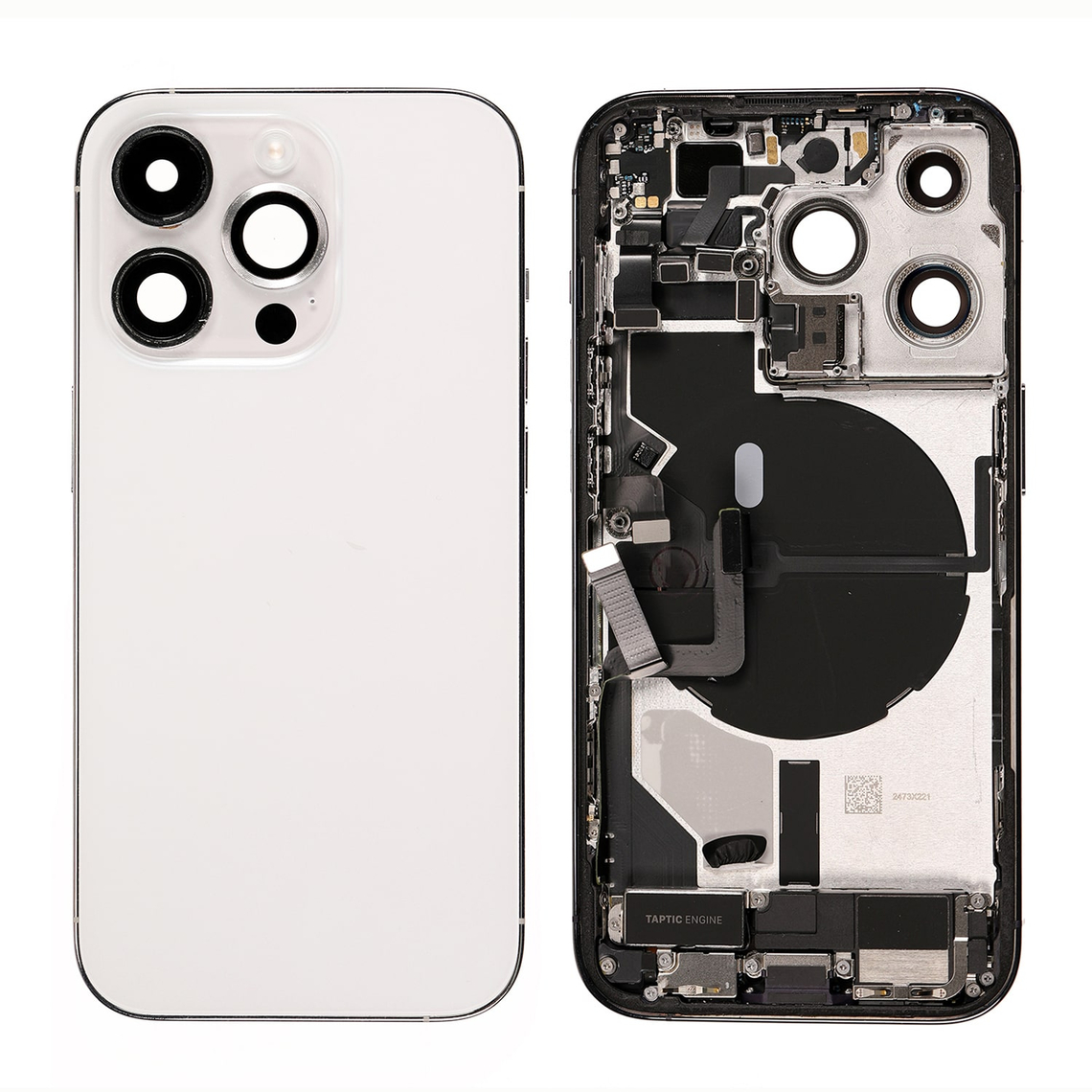 Repuesto para la tapa trasera del iPhone 14 Pro Max (ensamblaje completo) - Plateado