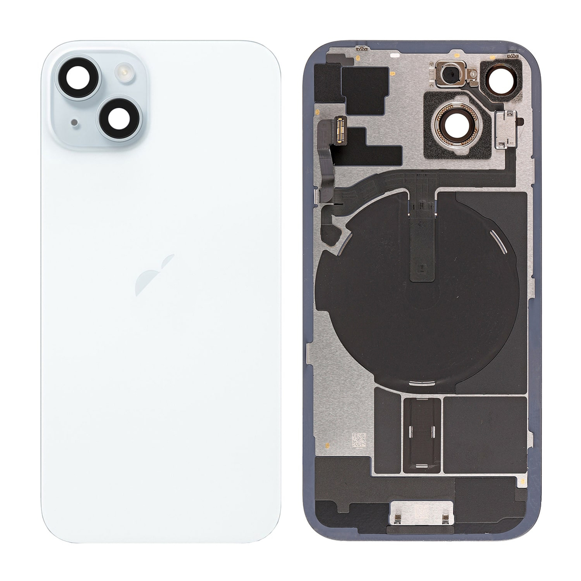 Cubierta trasera de cristal de repuesto para iPhone 15 con marco de panel trasero - Azul