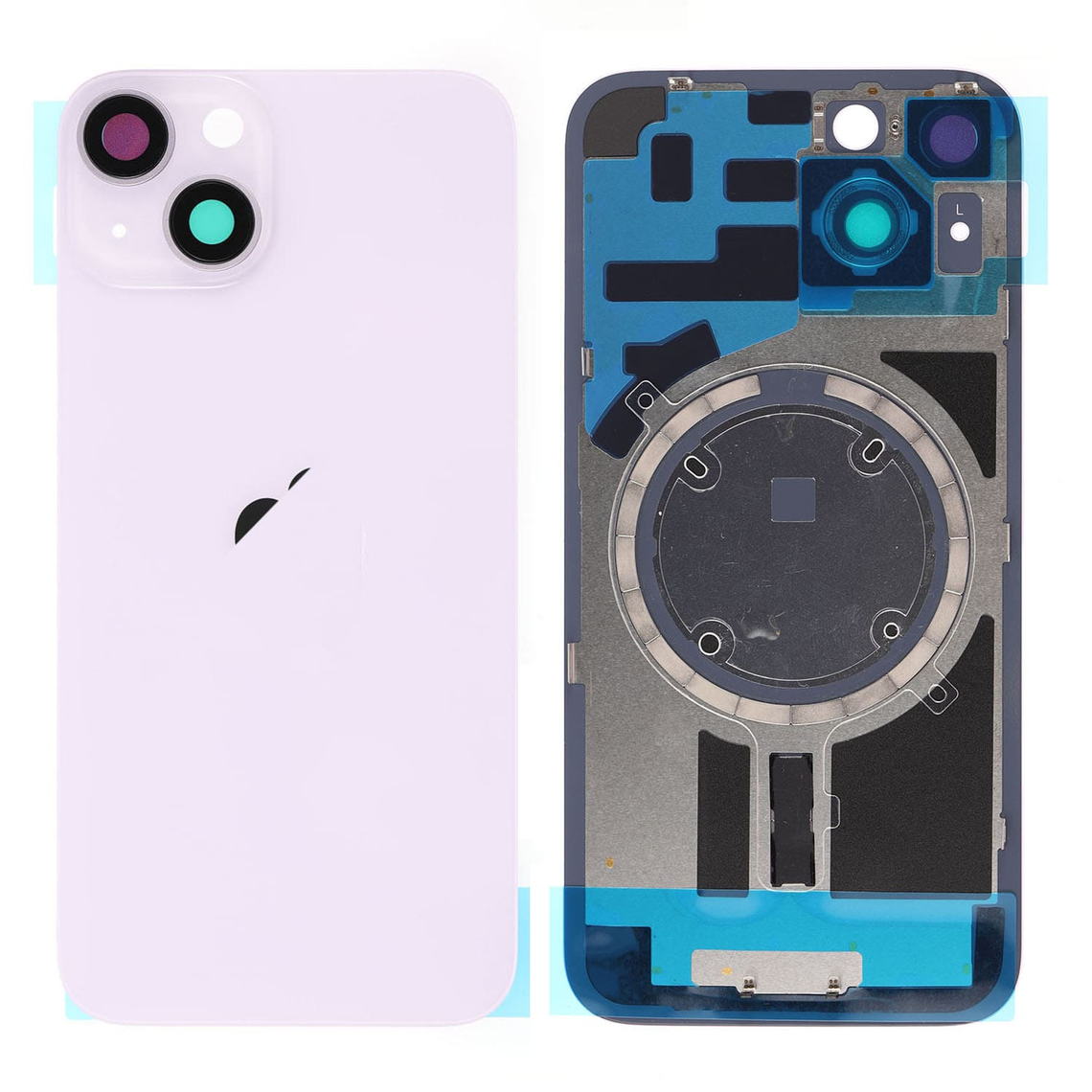 Panel trasero de cristal de repuesto para iPhone 14 con imán MagSafe - Morado