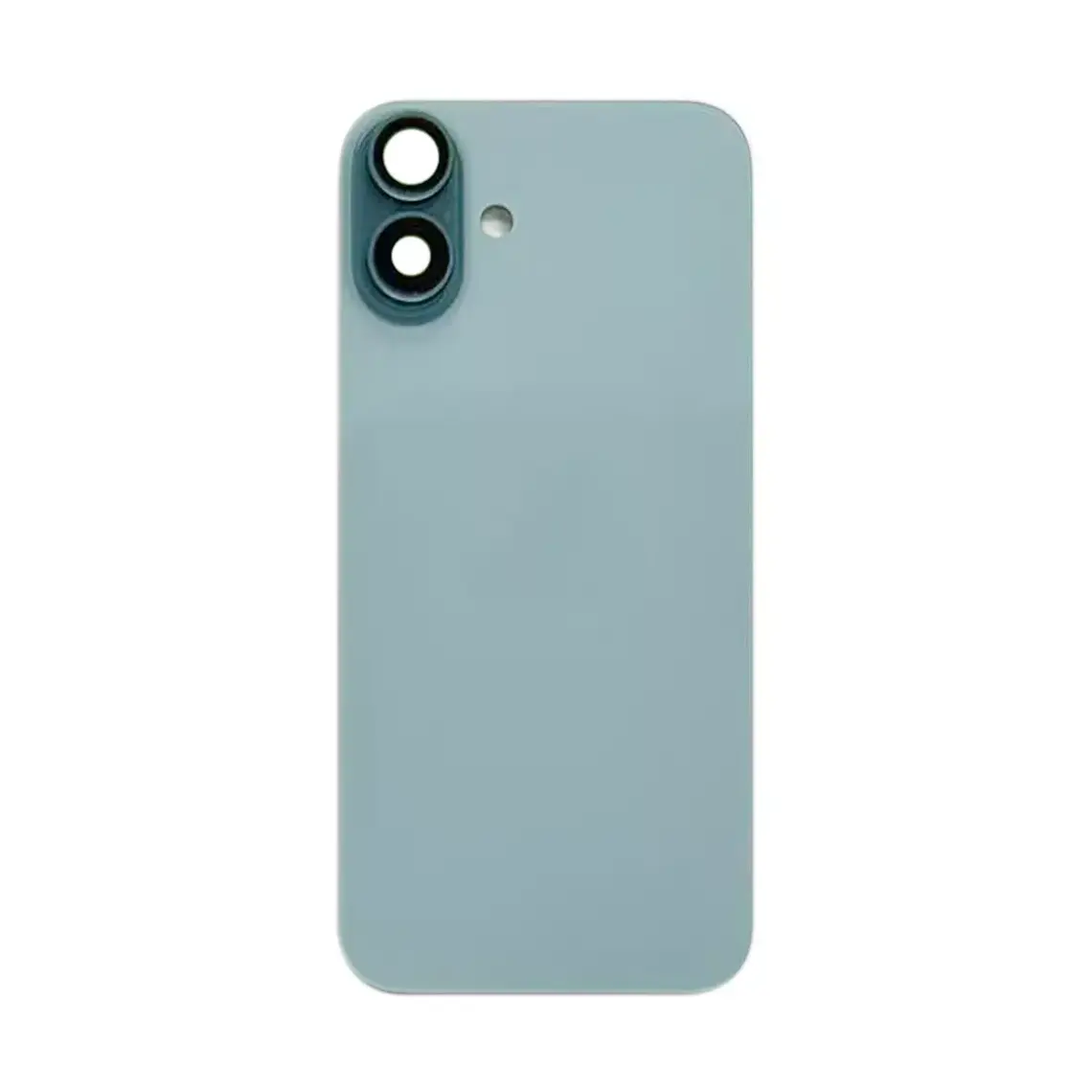 Panel trasero de cristal de repuesto para iPhone 16 con lente de anillo de cámara - Verde azulado