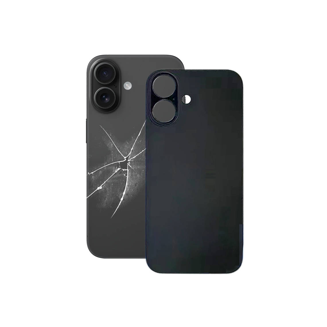 Panel trasero de cristal de repuesto para iPhone 16 Plus - Negro