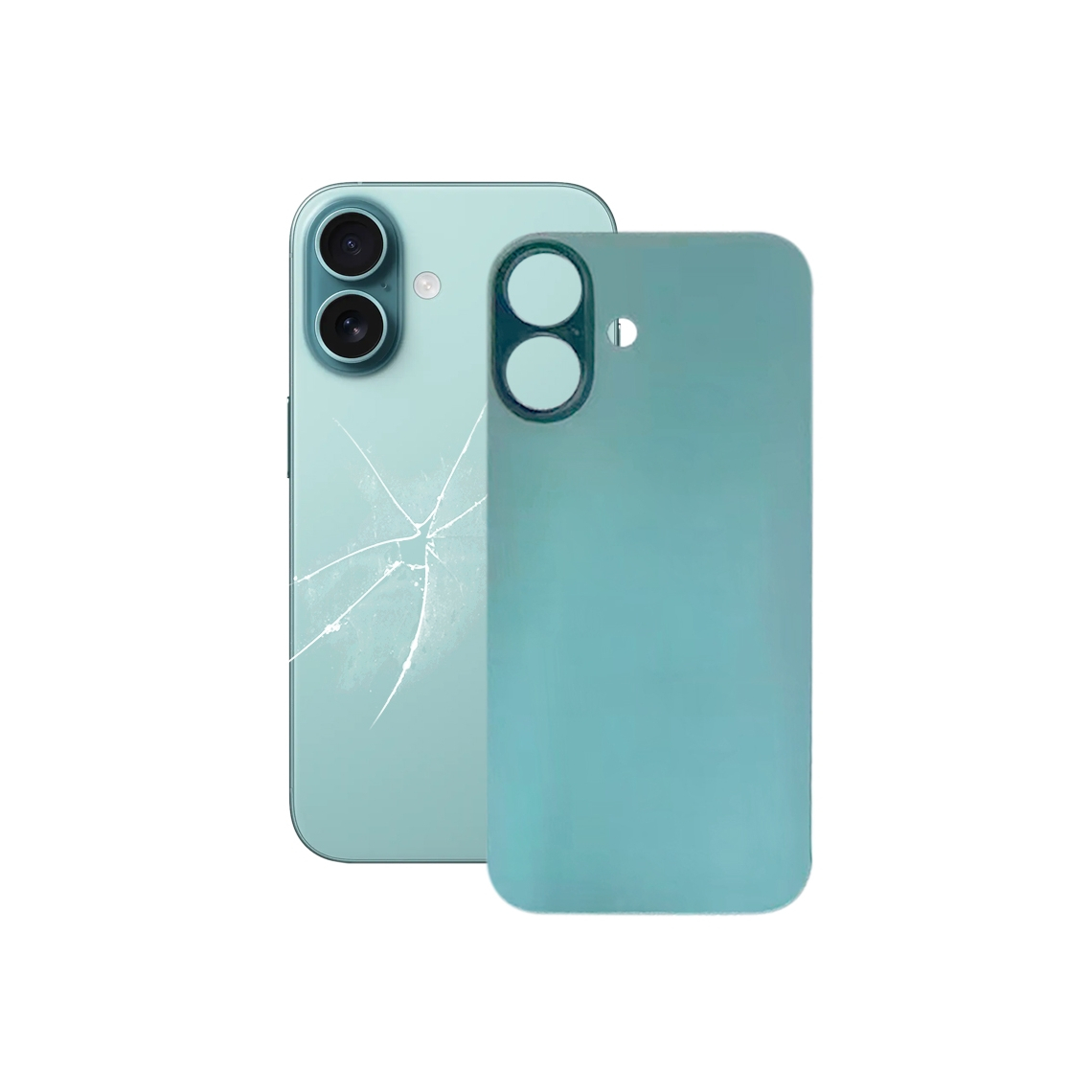 Panel trasero de cristal de repuesto para iPhone 16 Plus - Color verde azulado