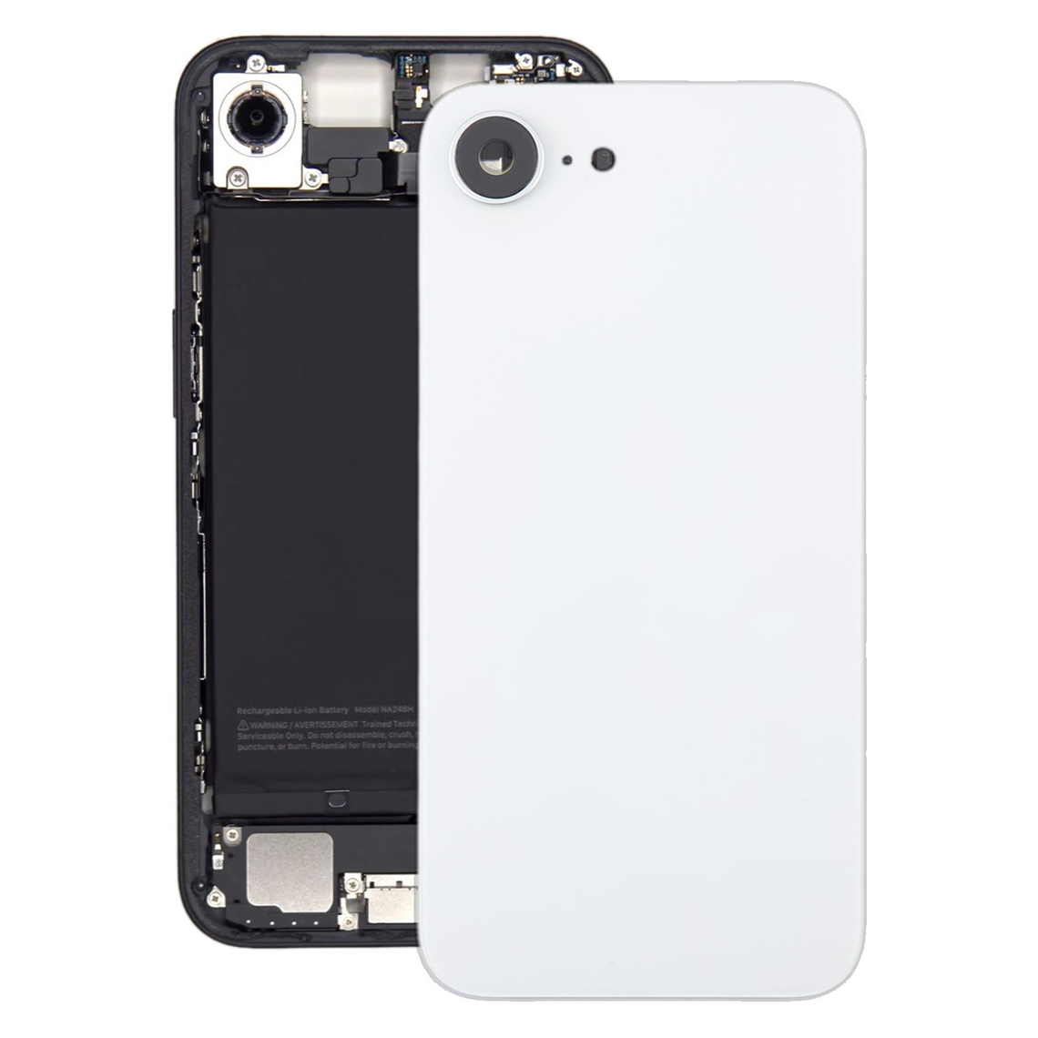 Repuesto de cristal trasero para iPhone 16e con lente de cámara - Blanco